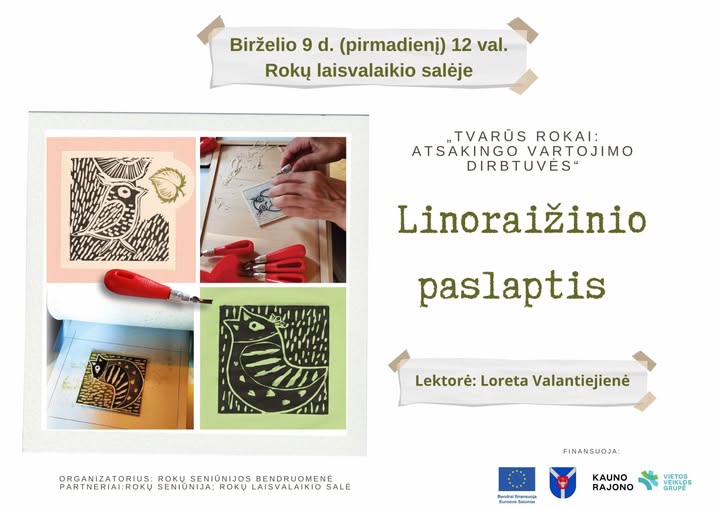 Kūrybinės linoraižinio dirbtuvės su menininke Loreta Valantiejiene