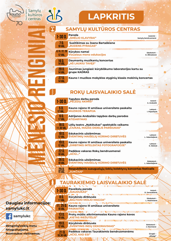 LAPKRIČIO MĖNESIO RENGINIAI